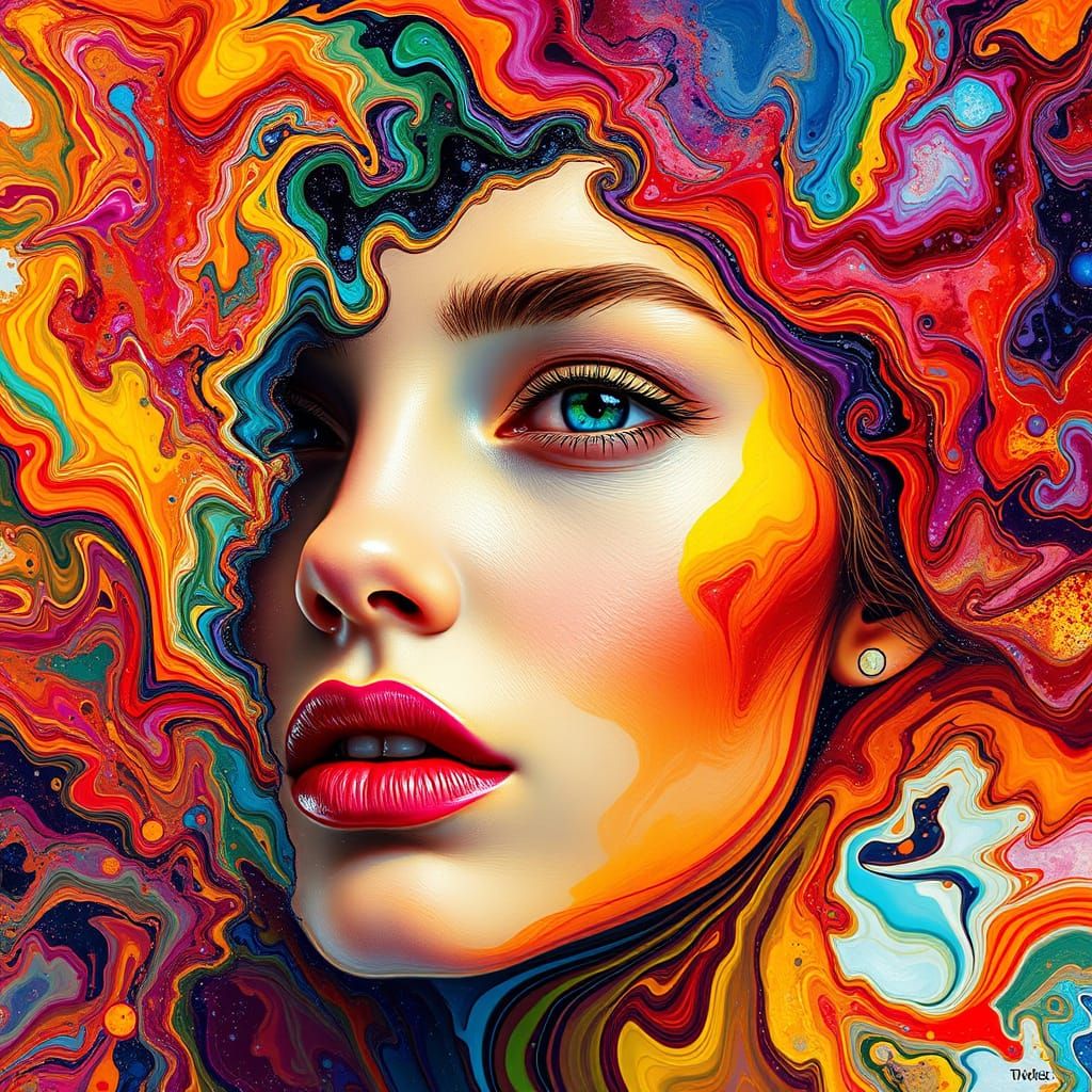 Woman Melted into a Kaleidoscope of Colors