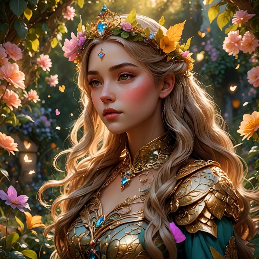 Fantasy Princess Blowing Heart-Shaped Kisses