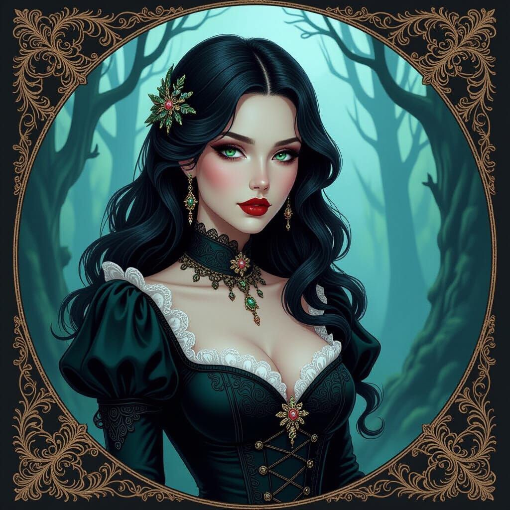 Mystical Lamia in Victorian Noir Forest
