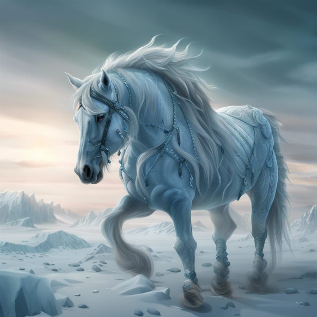 Epic Ice Horse Digital Painting