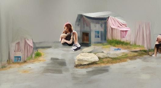 Lonely Girl Concept Art in Hyperrealism