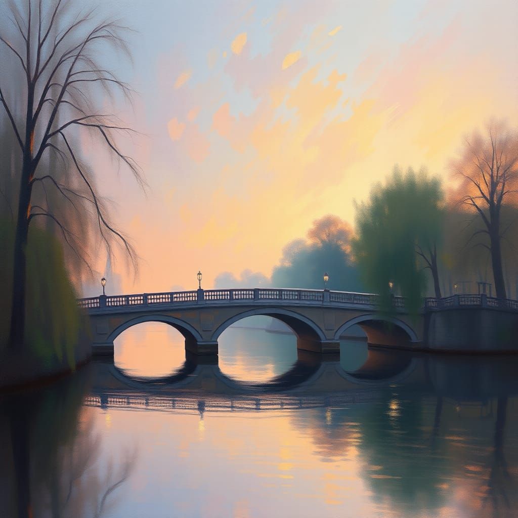 Impressionistic Bridge Between Dawn and Dusk