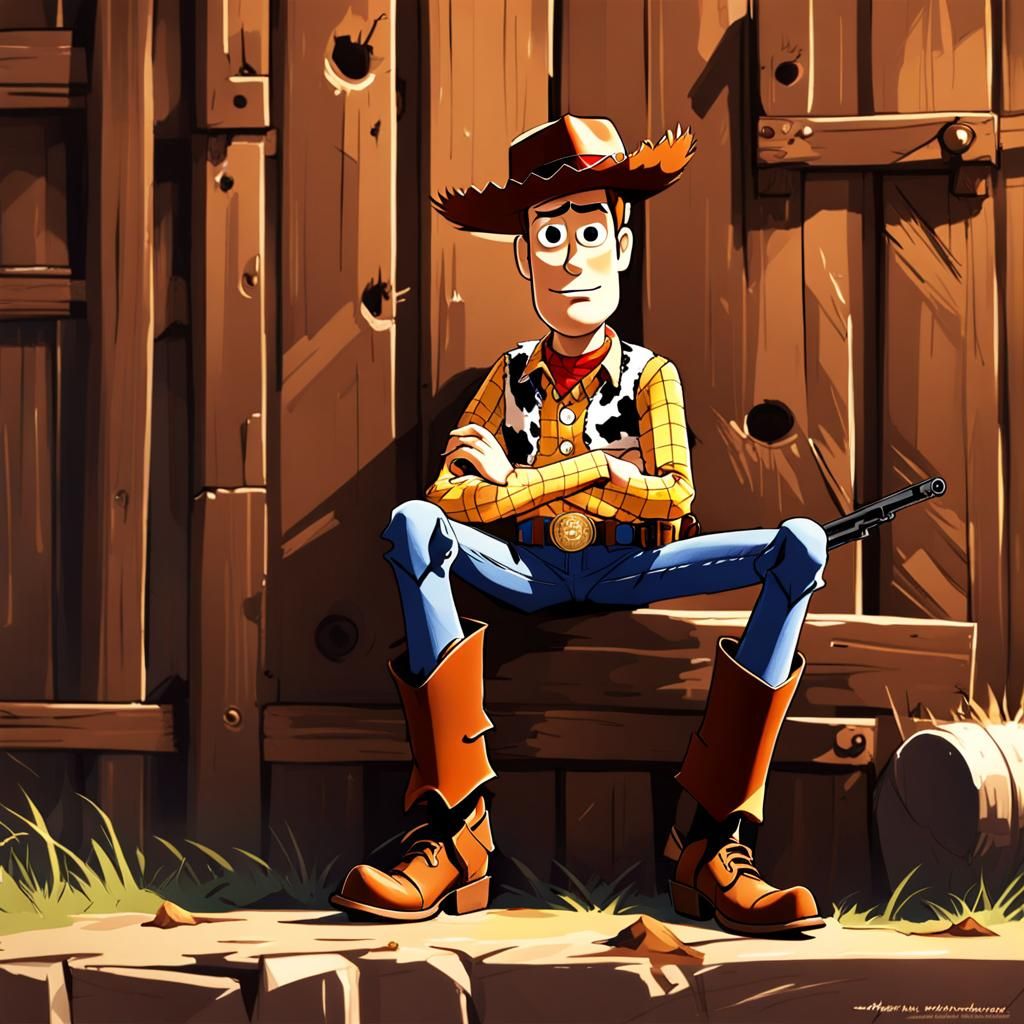 Woody in Anime Style Taking Cover