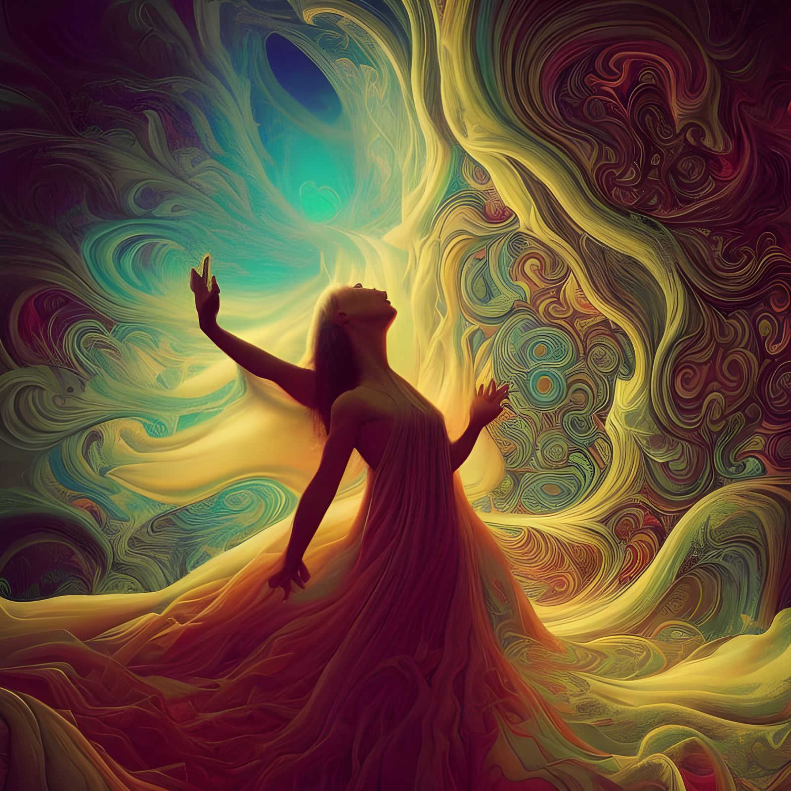 Psychedelic Nature Art in Holographic Style