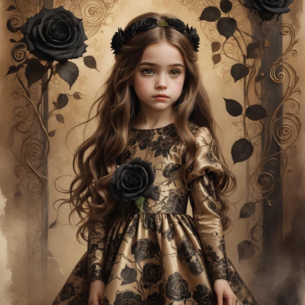 Little Girl with Rose in Whimsical Fantasy Art