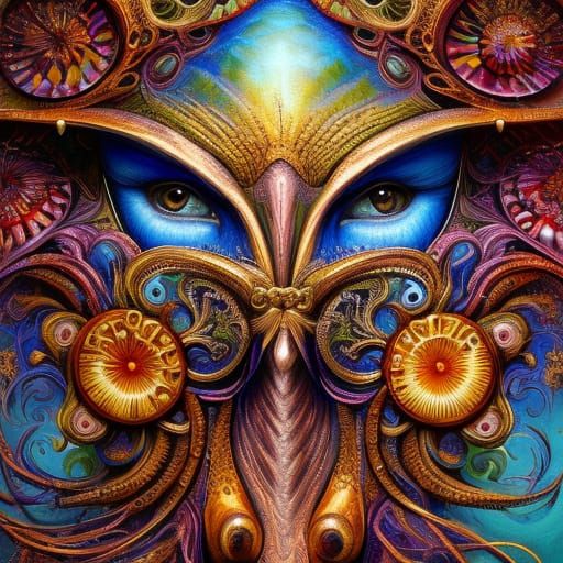 Ornate Mask in Solarpunk Style