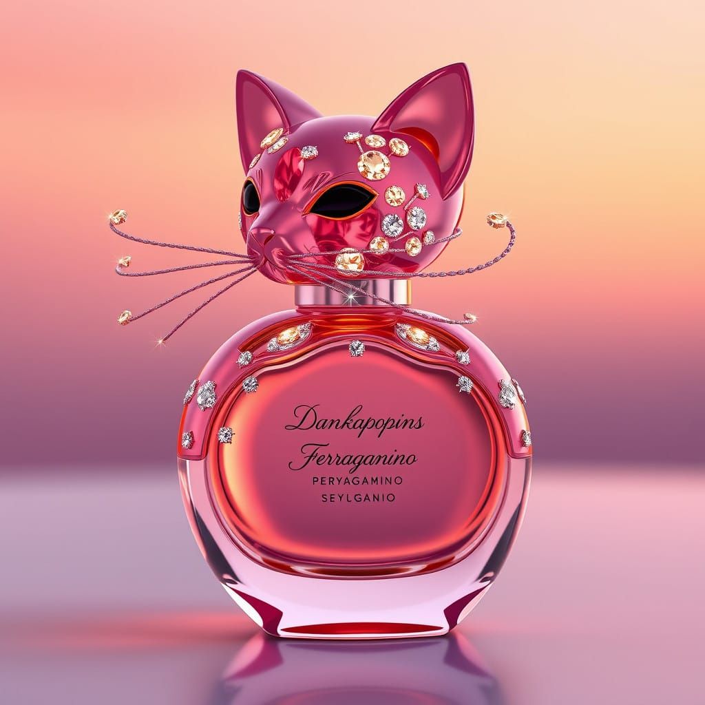 Luxury Perfume Bottle Cat with Diamonds and Topaz, in Syd Me...