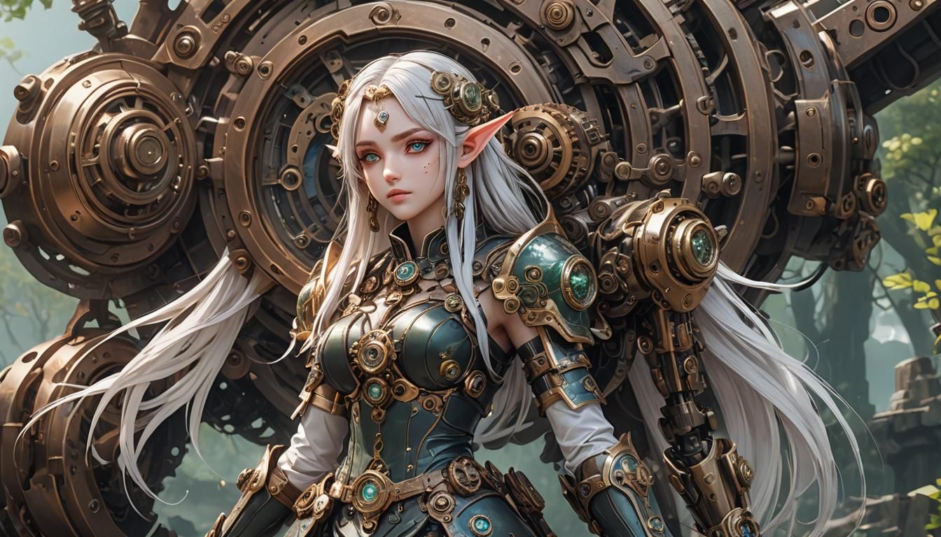 Steampunk Elf in Detailed 3D Anime Art