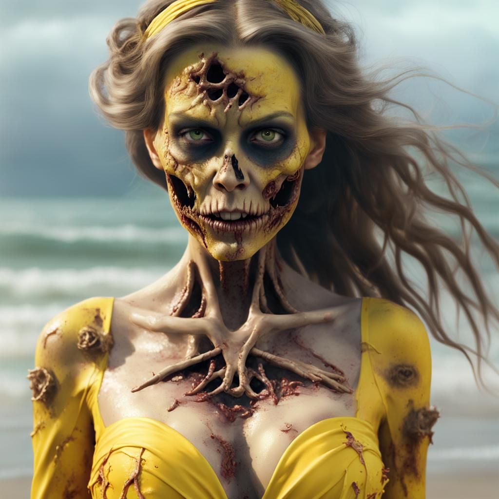 Zombie Princess Belle at the Beach: Digital Matte Painting
