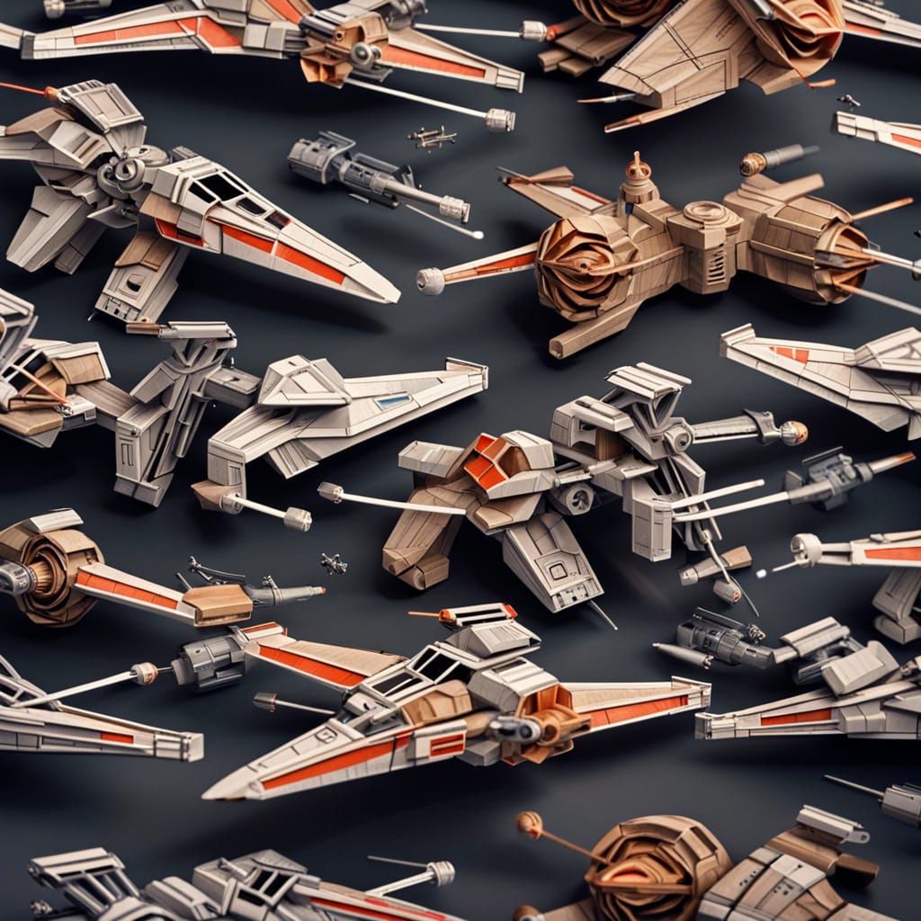 Star Wars X-Wing in Origami Papercraft Style