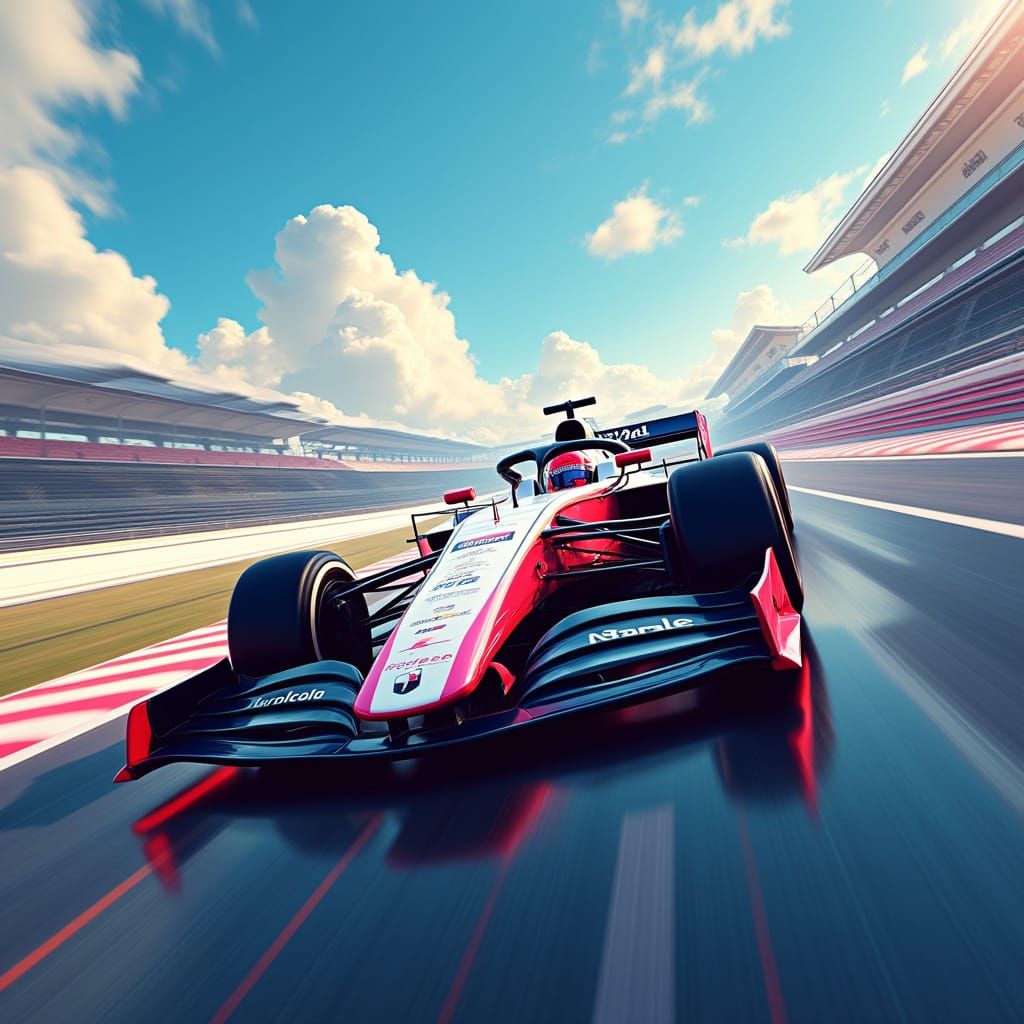 Futuristic Formula One Car on Modern Racetrack