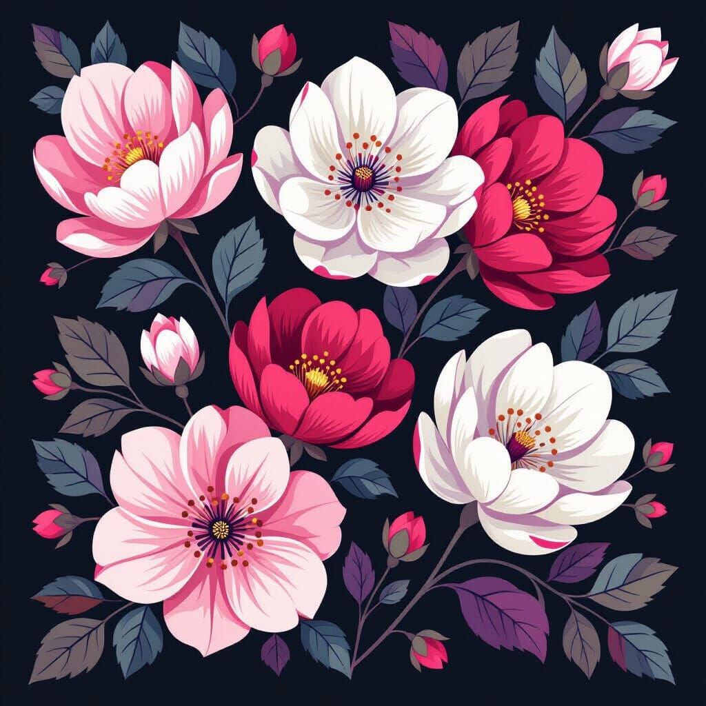 Montana Map Filled With Dense Pink Floral Pattern