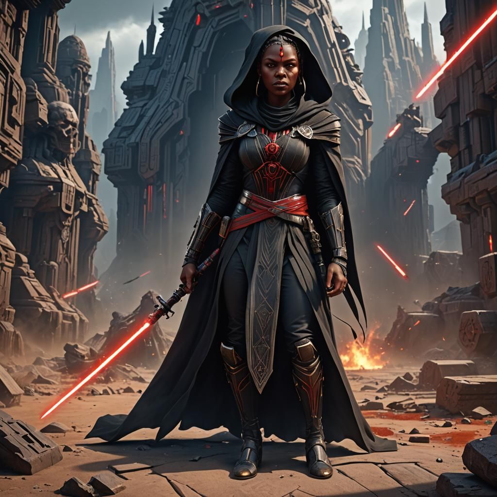 Black Female Sith Warrior: Detailed Matte Painting