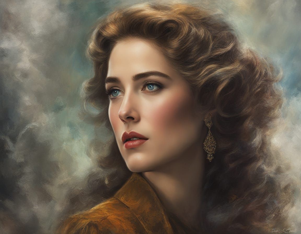 Julie Adams 1957 Portrait: Impasto Chalk Art Style