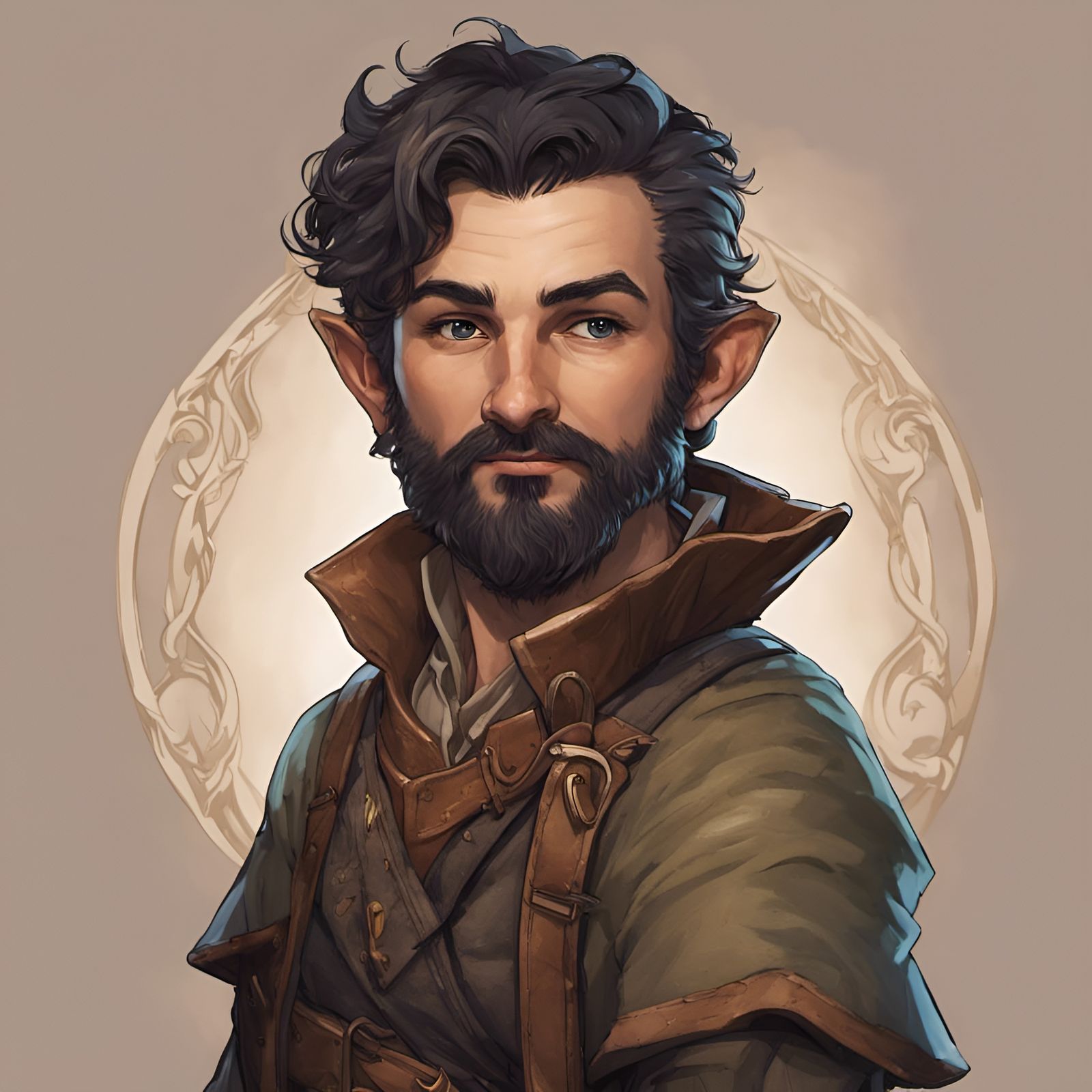 Mischievous Halfling Bard Portrait in Digital Art