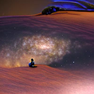 Contemplative Voyager Gazing at the Galaxy