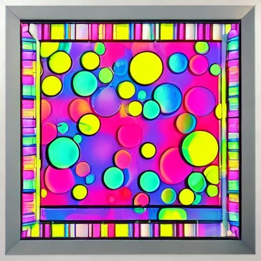 Framed Bubbles Squares in Synthwave Neon Style