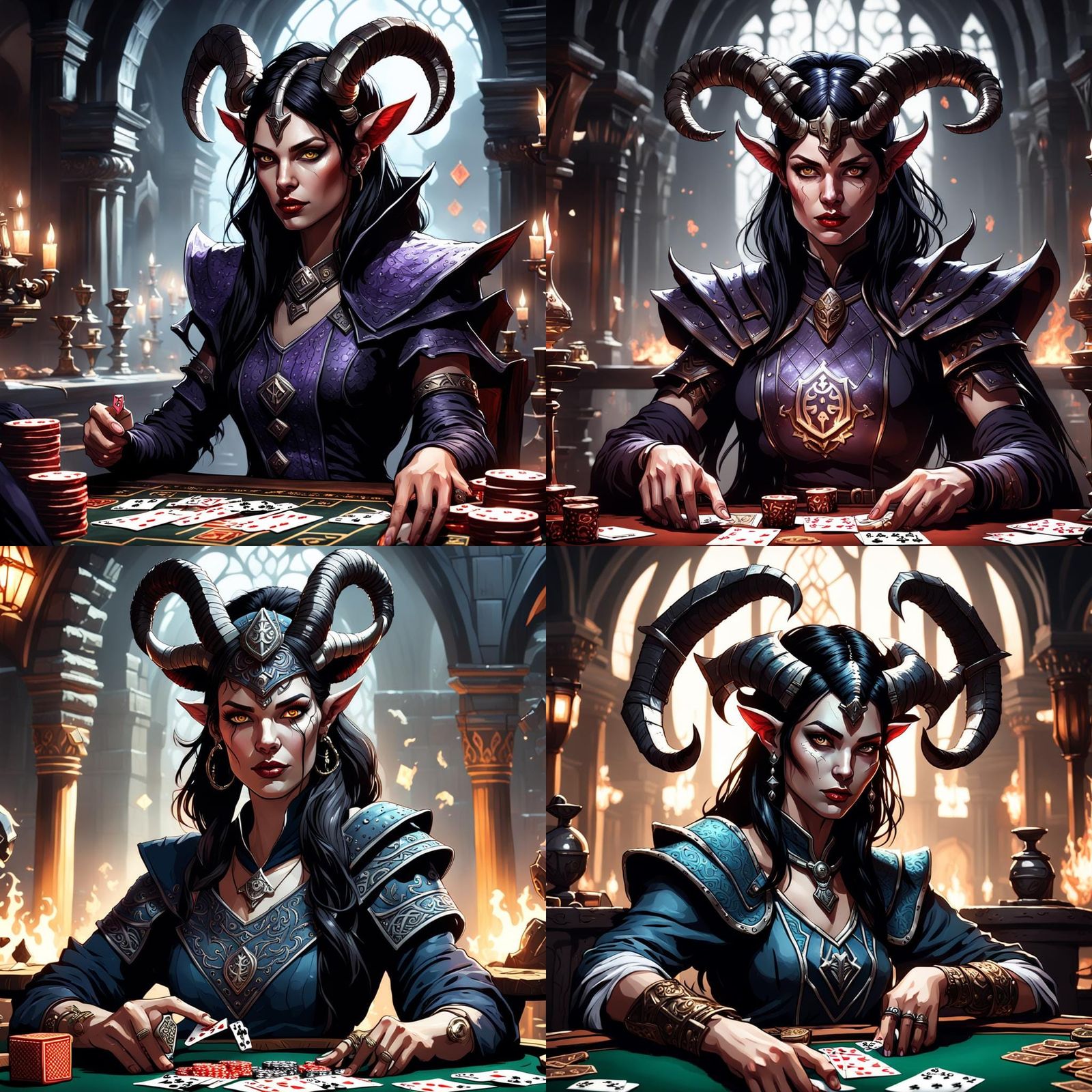 Tiefling Poker Player: Dark Fantasy Concept Art