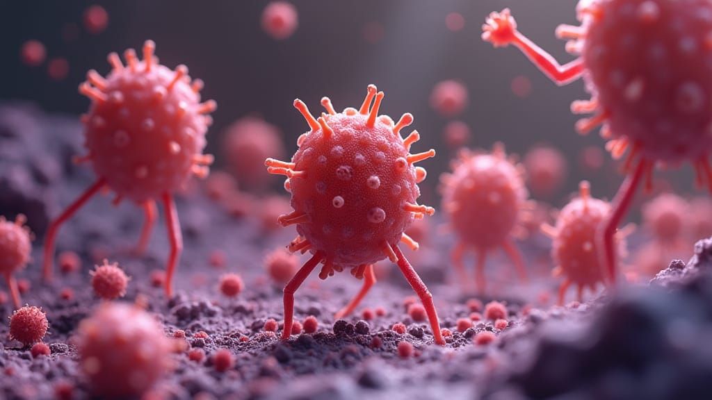 Microscopic Dance Battle in Fluorescent Color