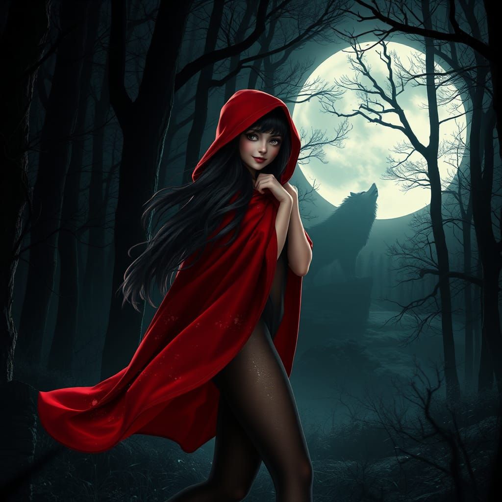 Red Riding Hood in Enchanted Forest, Anime Style