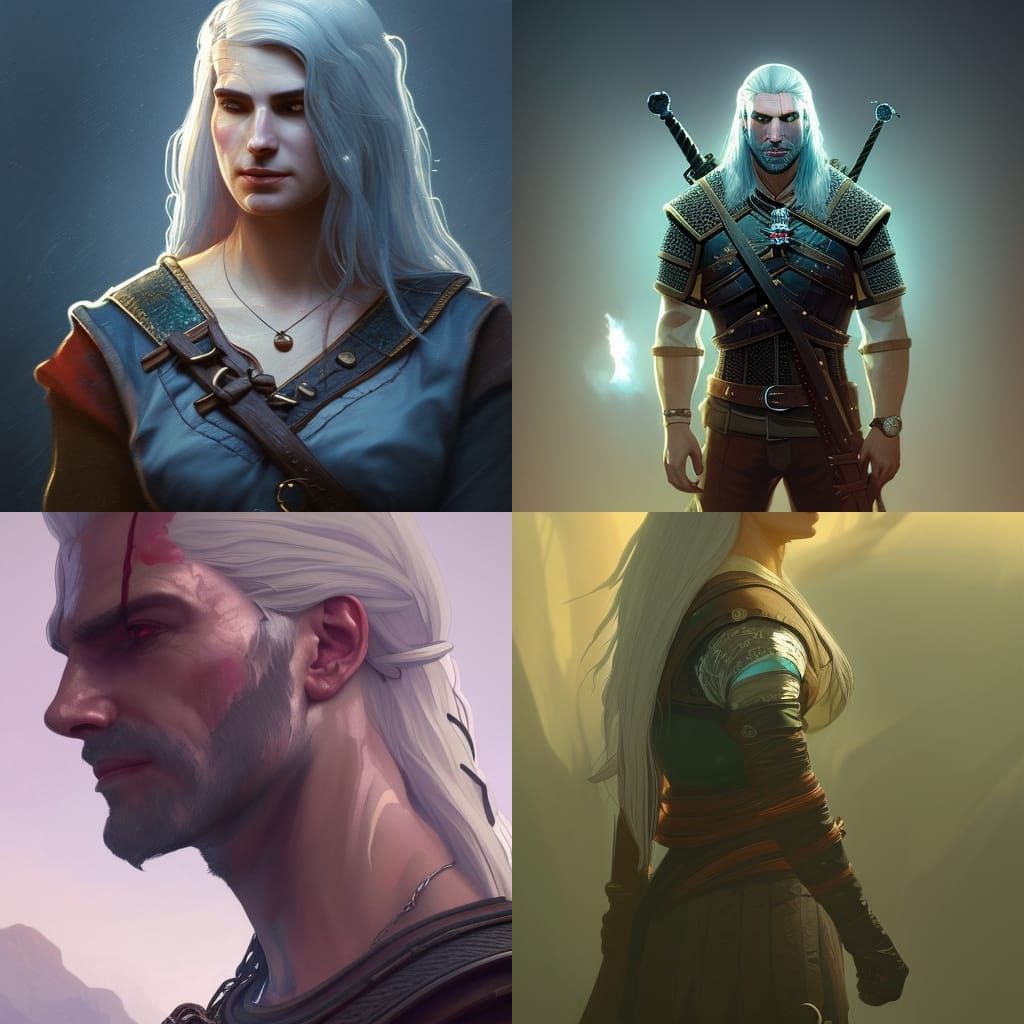 Fantasy Witcher Portrait in Art Nouveau Style