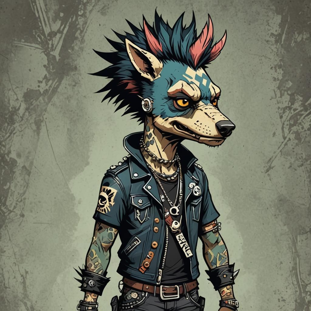 Punk Rock Animal-Human Hybrid in Comic Art Style
