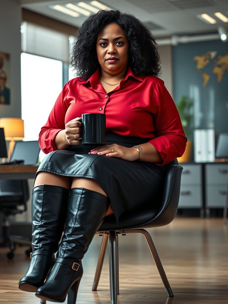 Frustrated Egyptian Woman, Curvy and Confident, in Office Se...