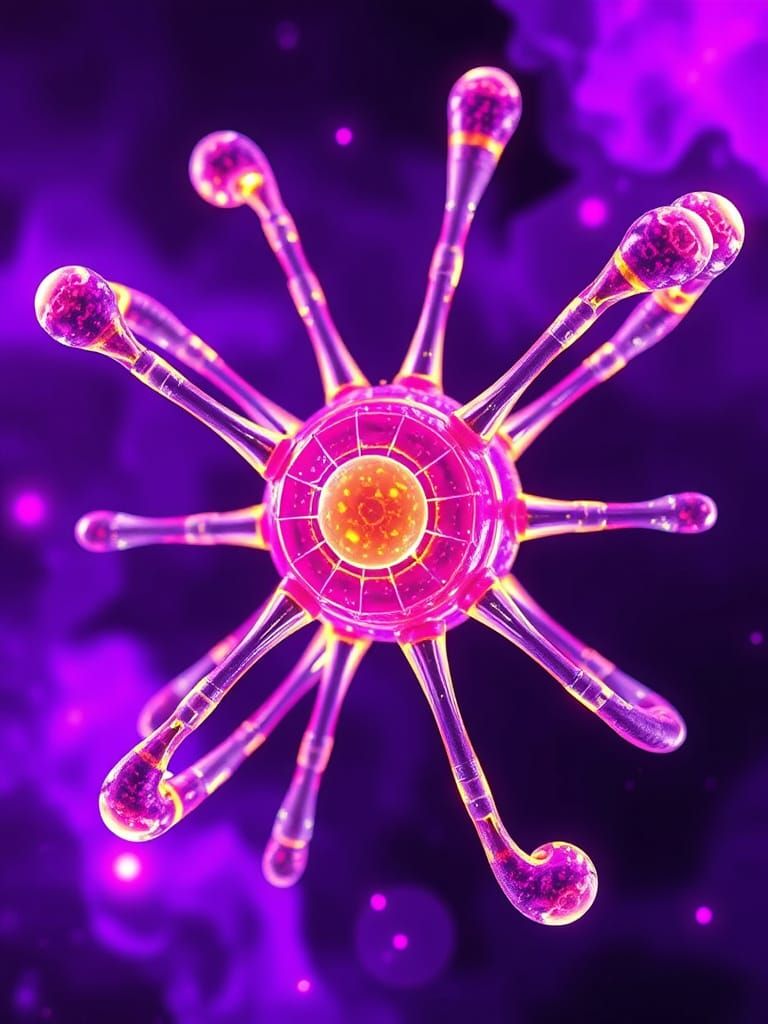 Glowing Potassium Atomic Structure in Futuristic Style