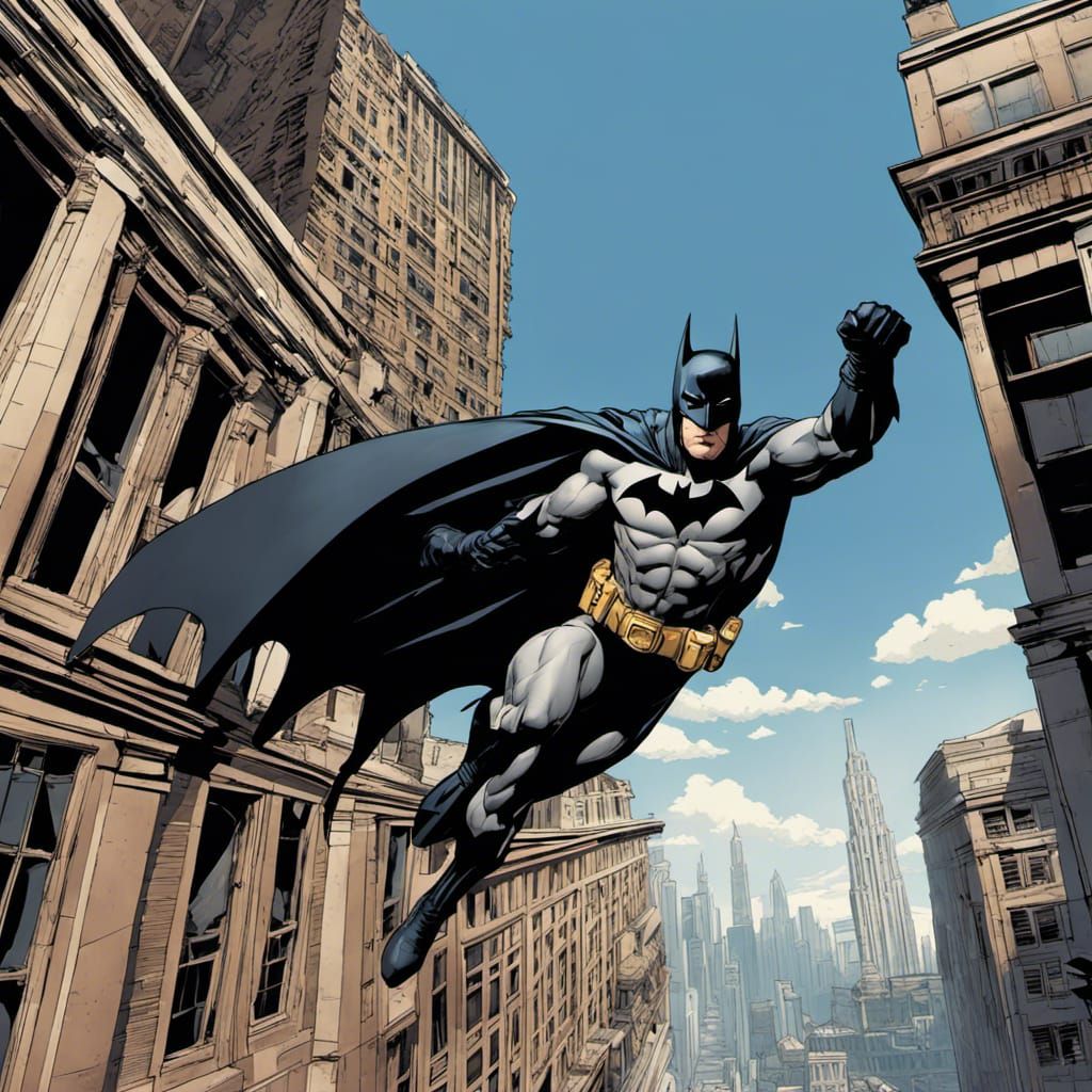 Batman Diving: Comic Book Style Action