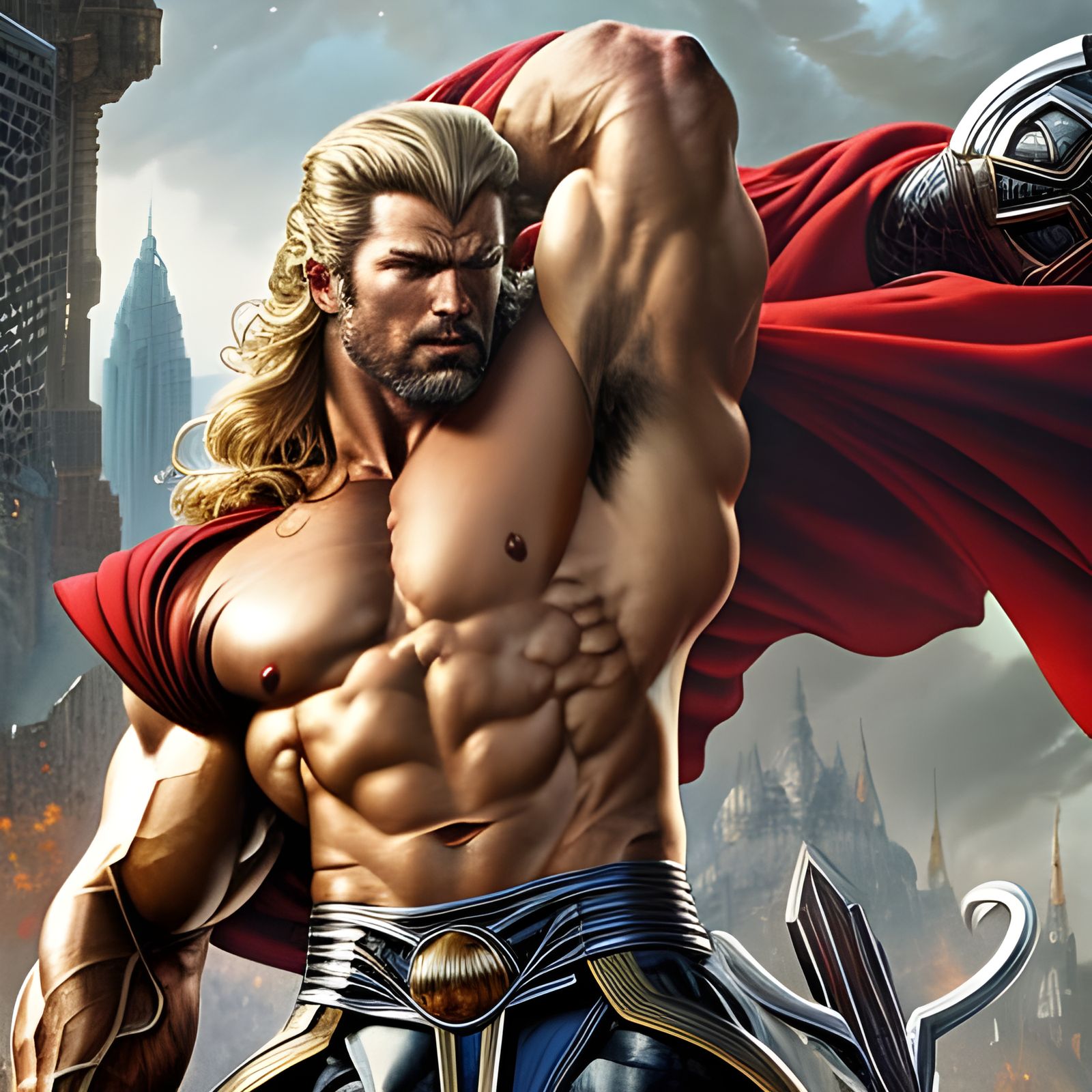 Hyperdetailed Rococo Portrait of Muscular Thor in 8K