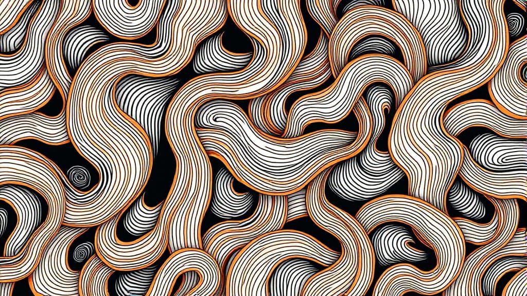 Organic Orange Lines: Engraved Wavy Pattern