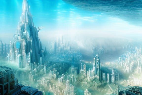 Iridescent Underwater Coral City, Studio Ghibli Style