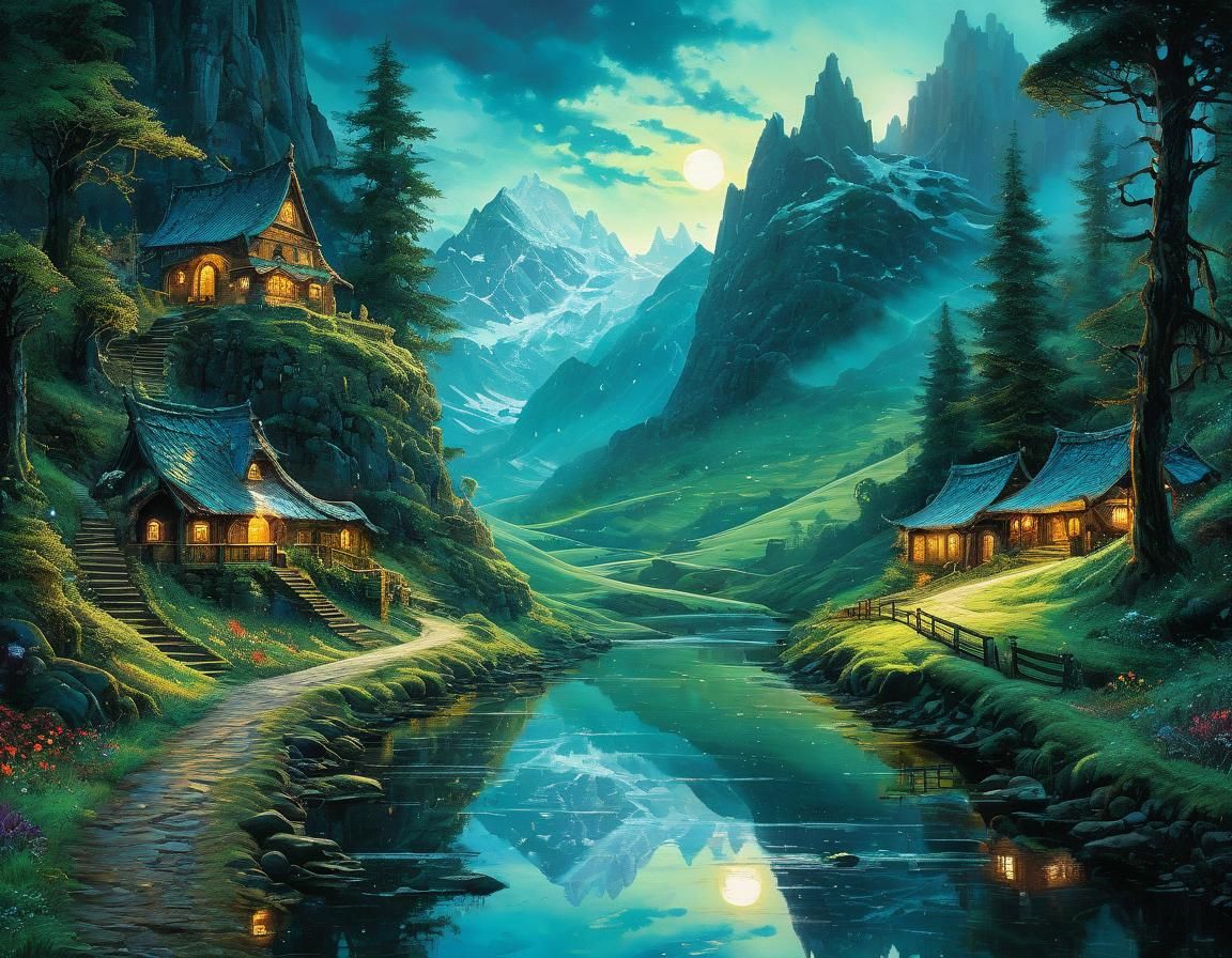 Boho Fantasy Road in Watercolor Style