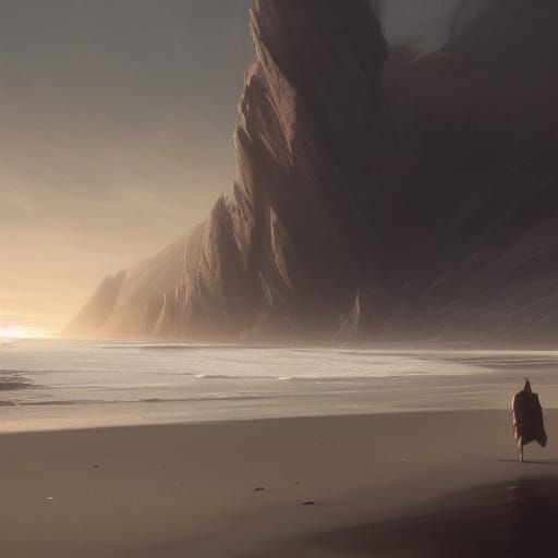 Empty Beach: Dark Fantasy Art in 8K Resolution