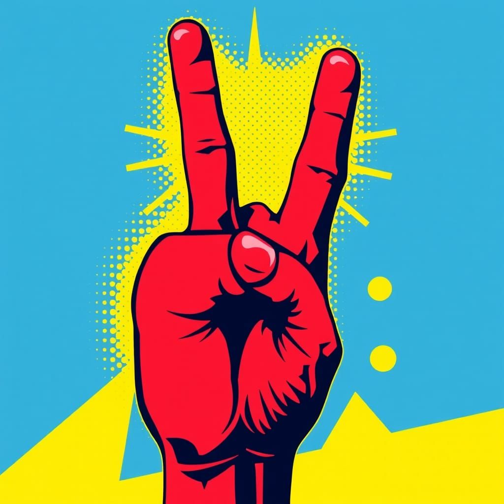 Pop Art Shocker Hand Gesture in Bold Colors