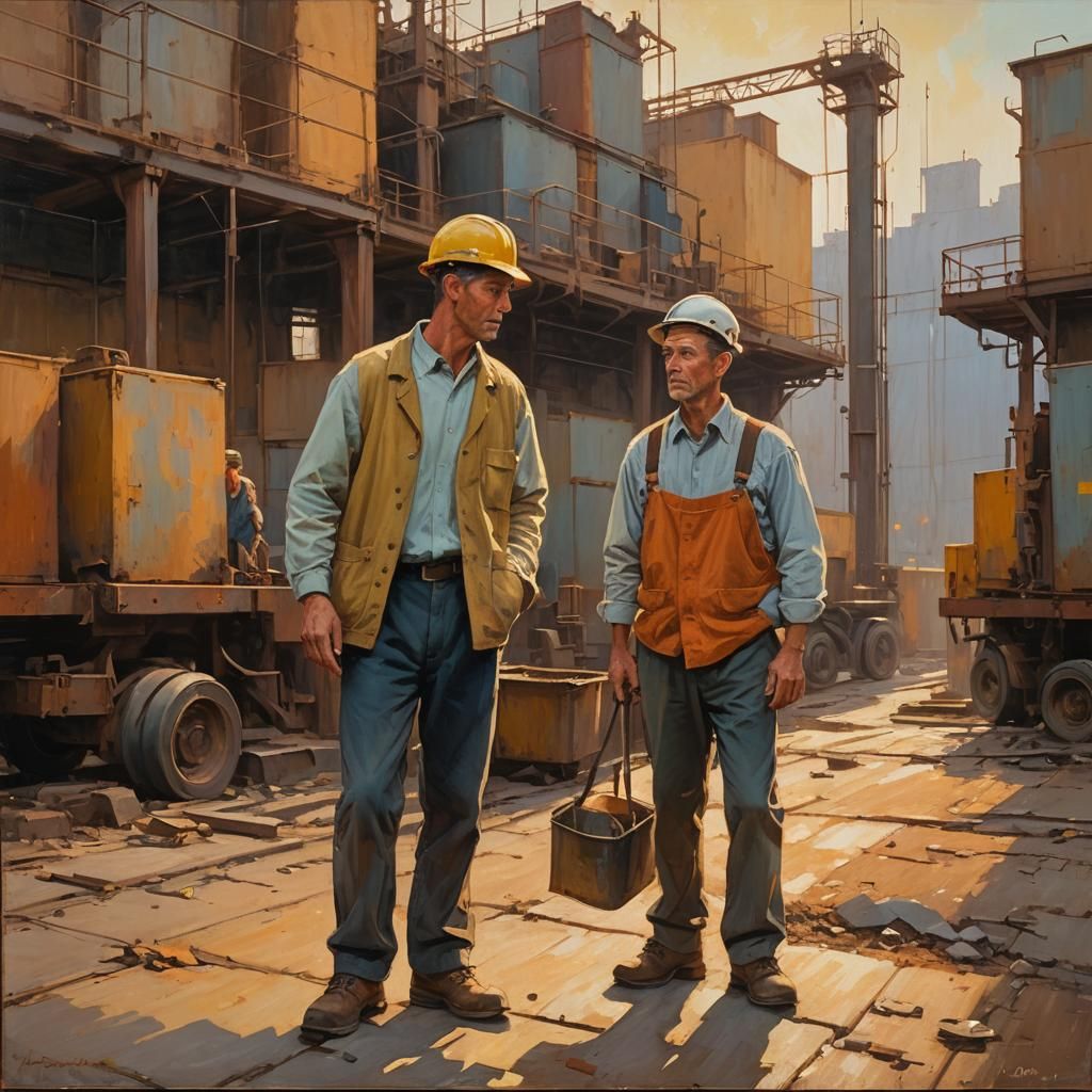 Impressionist Workers in Golden Hour Light