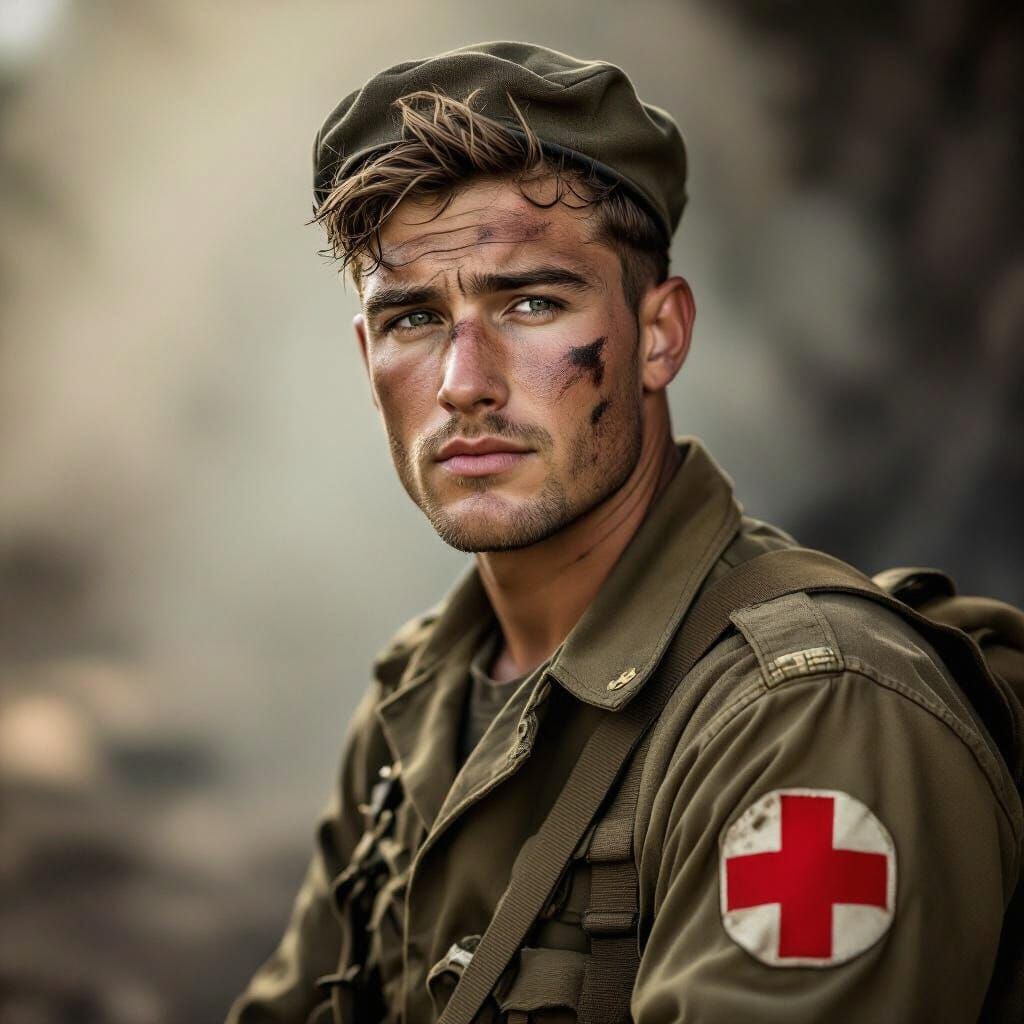 WWII Medic Portrait in Sepia Tone