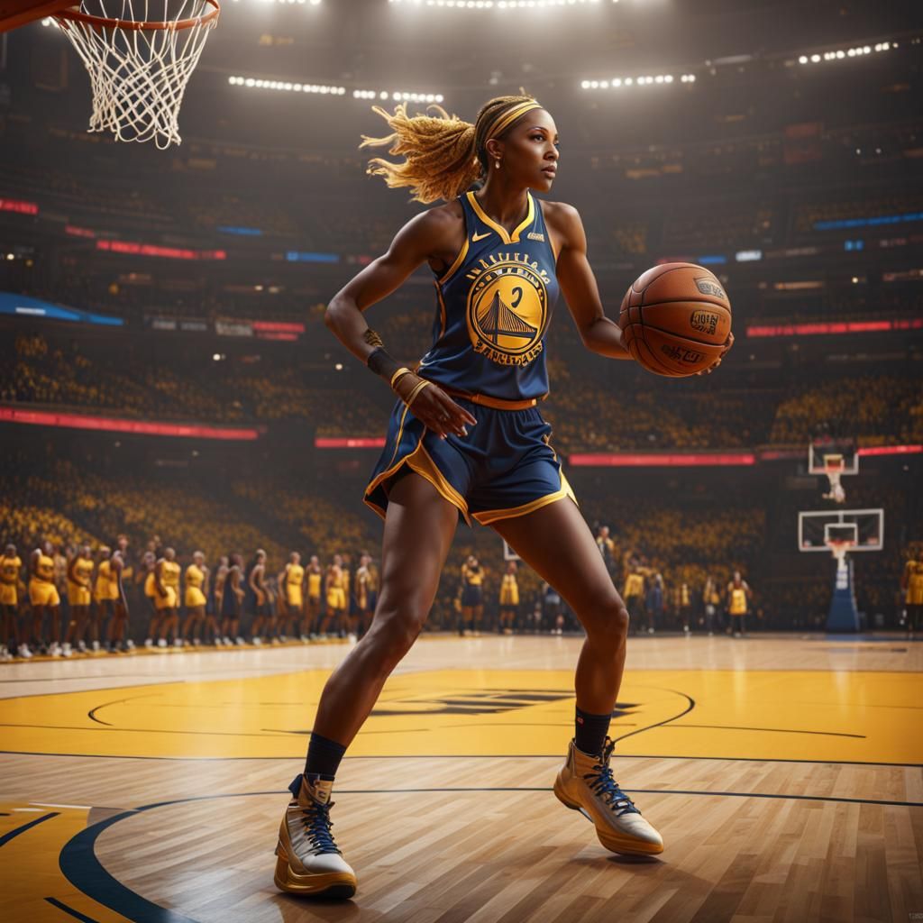 Golden State Warrior Woman: Detailed Matte Painting
