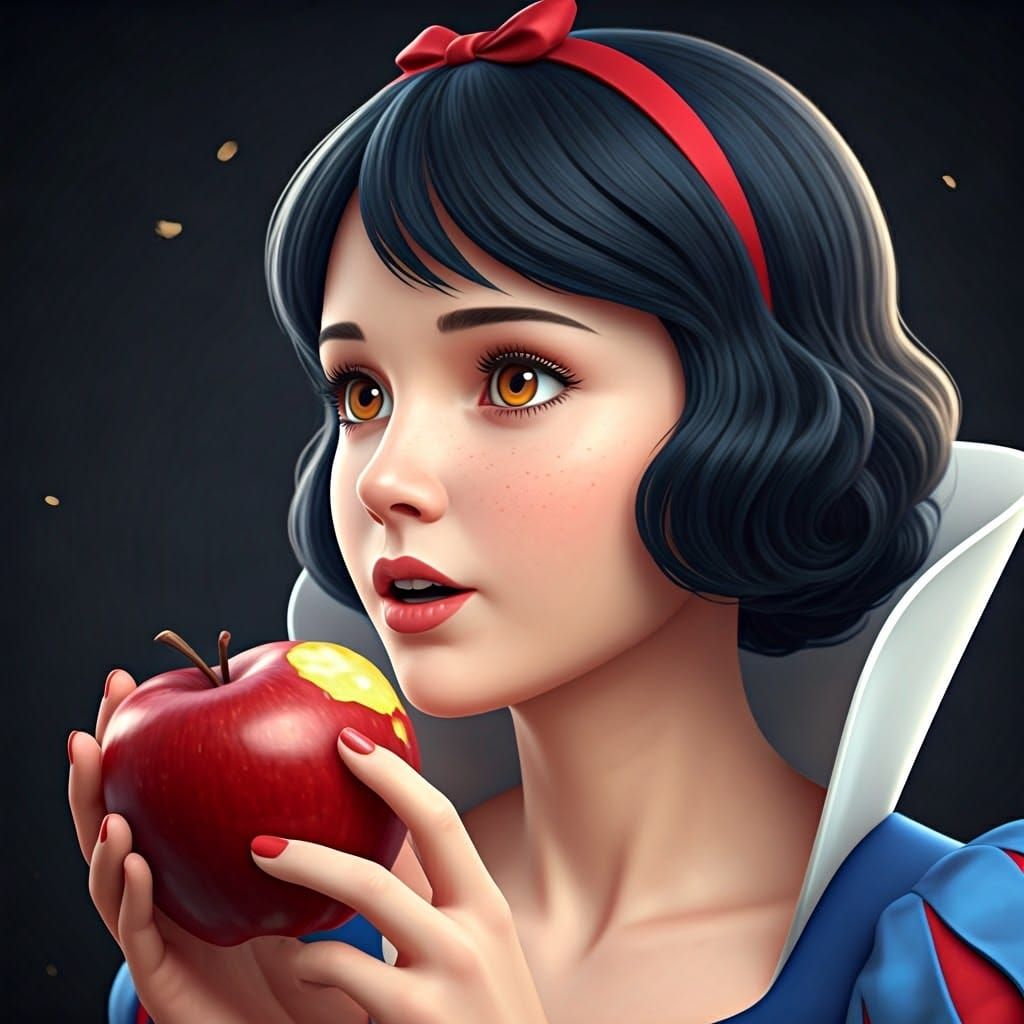 Snow White and the Cursed Apple in 3D Anime Style