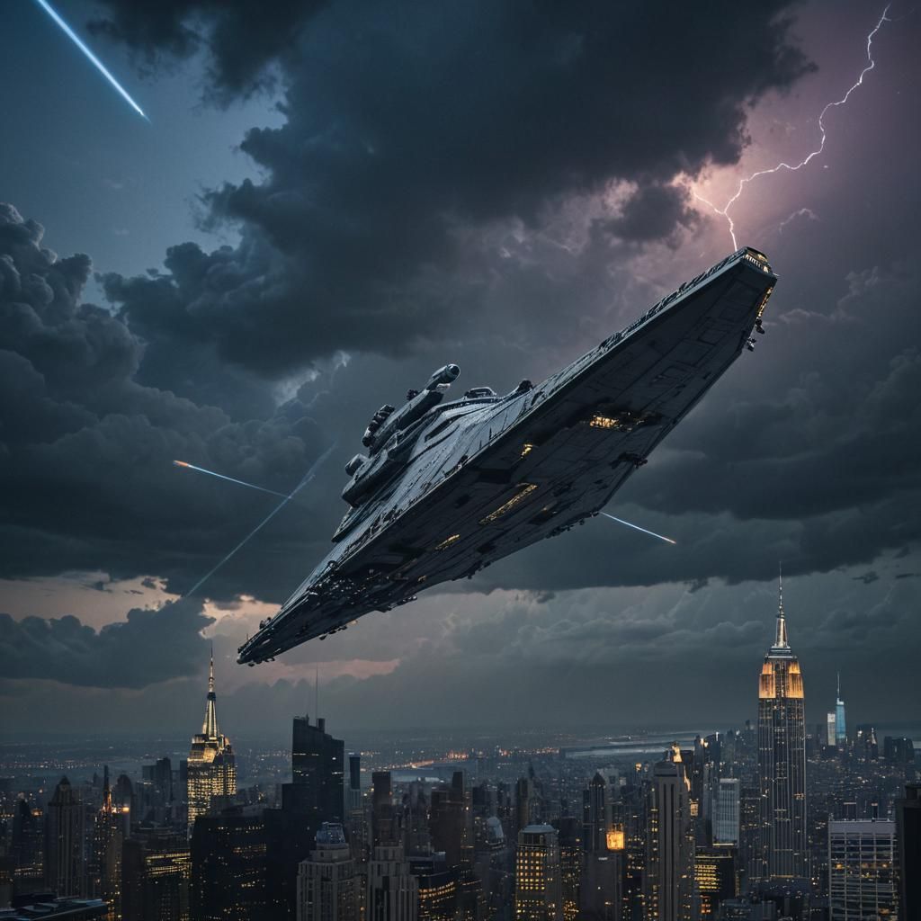 Surreal Star Wars Inspired Masterpiece with Imperial Star De...