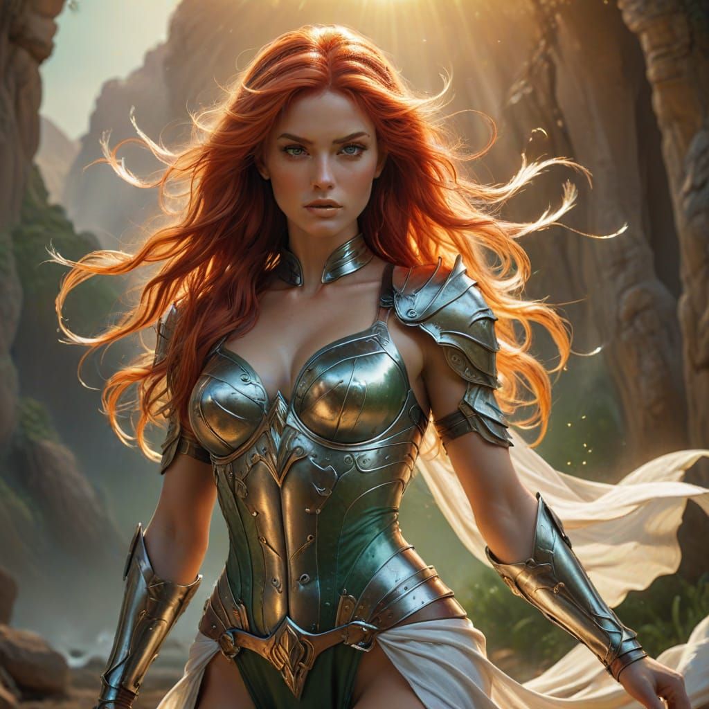 Ethereal Warrior Maiden in Steel Bikini Armor