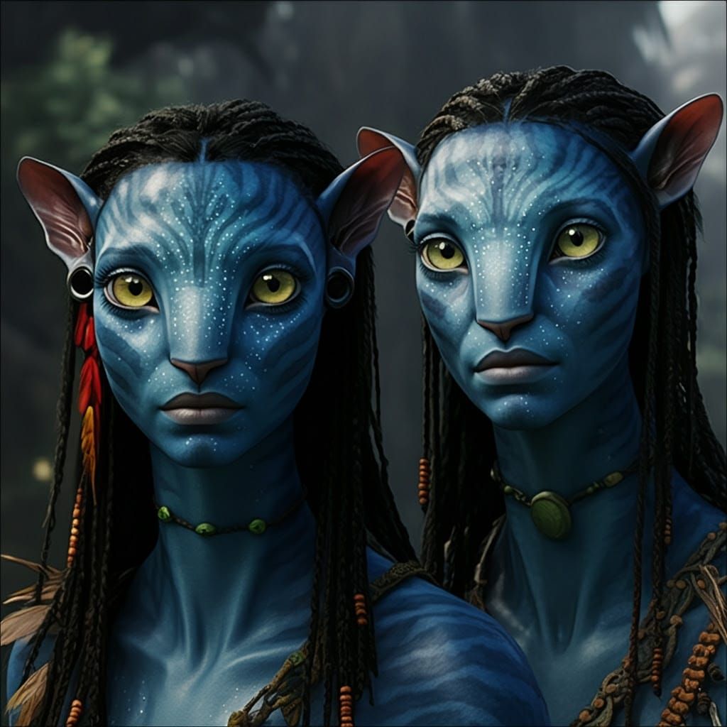 Blue Feline Na'vi in Harmony with Nature