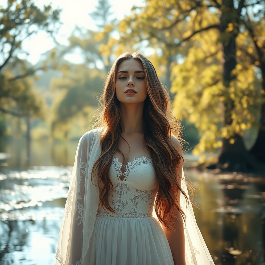 Serenity in Paradise: A Peaceful Woman in Lush Surroundings