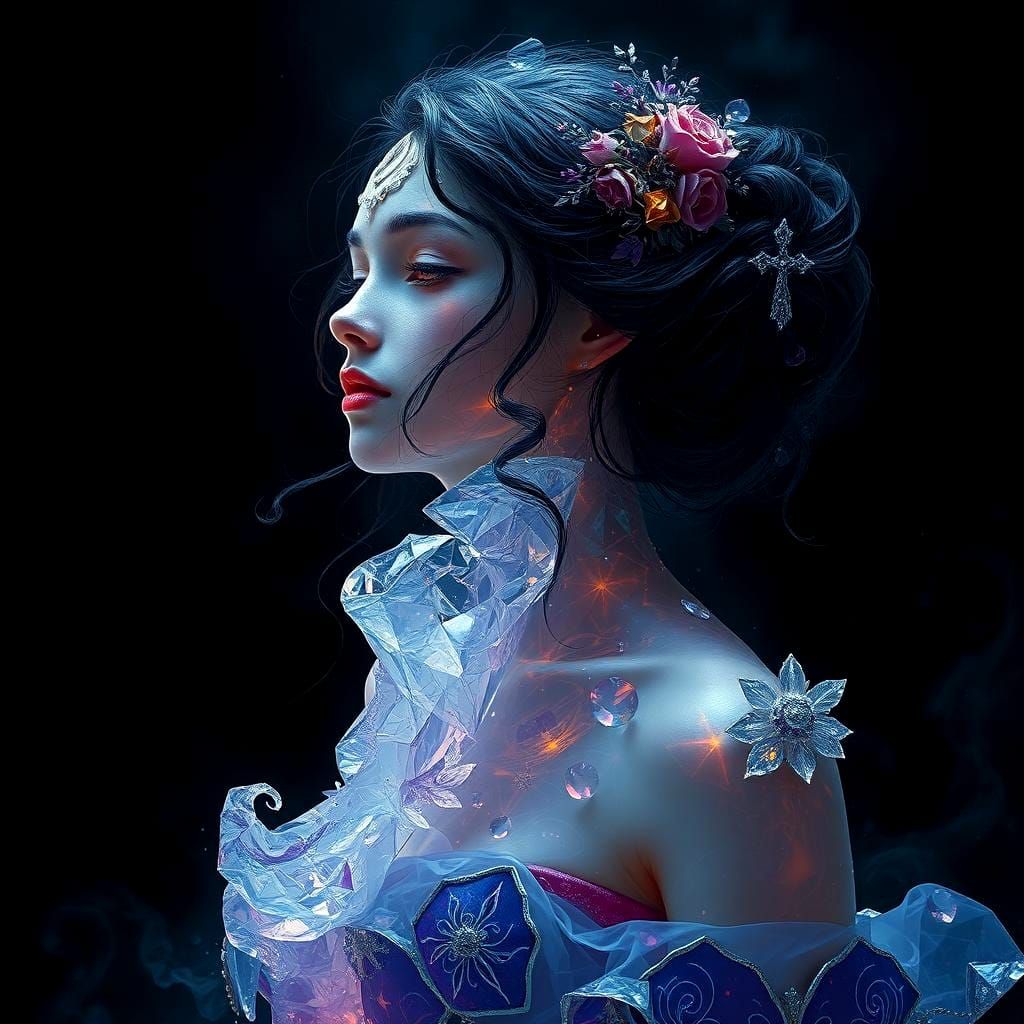 Crystalline Female Silhouette: Fantasy Concept Art