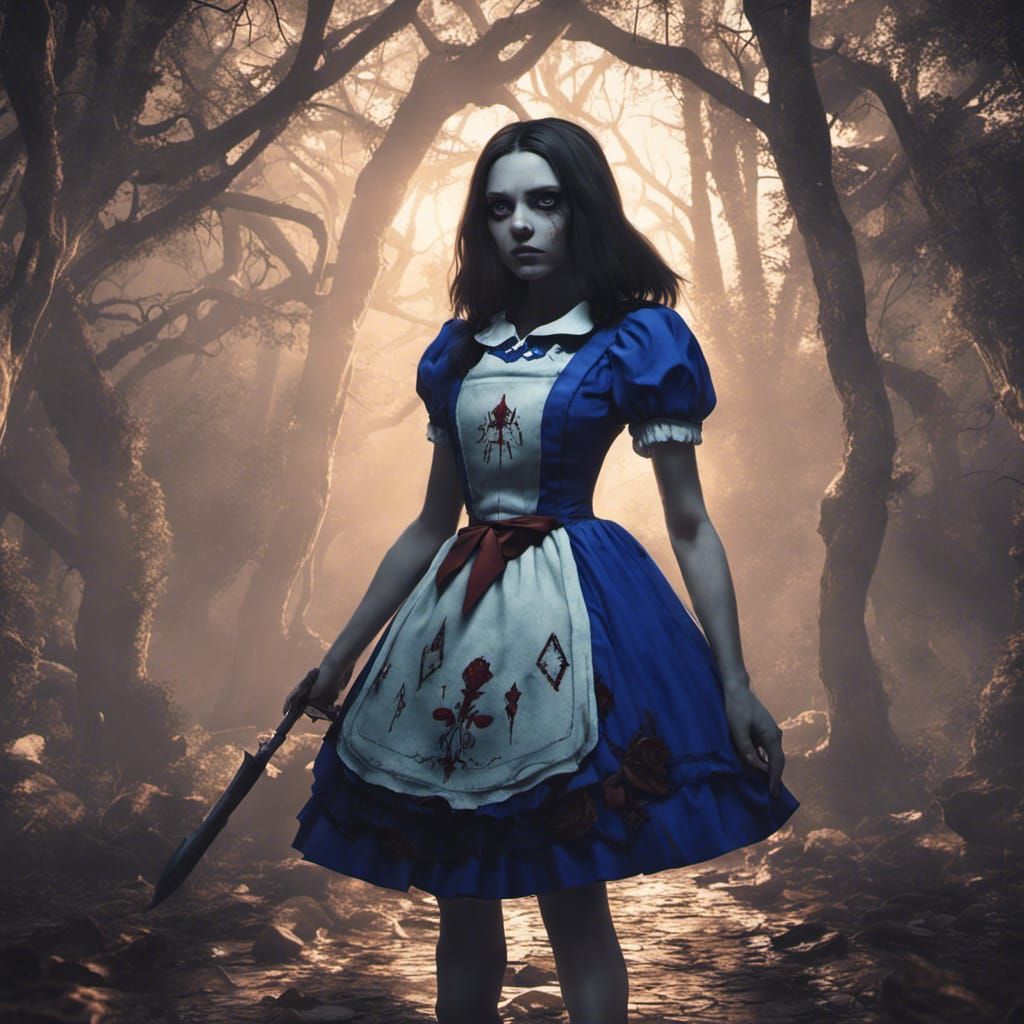 Dark and Sinister Alice in Hyper-Realistic Detail