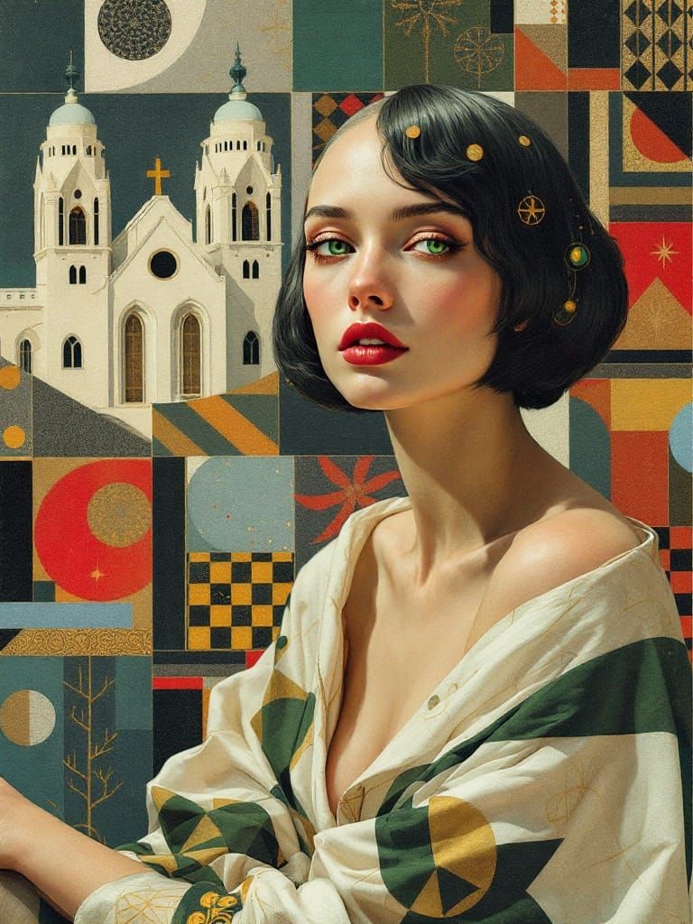 Ethereal Woman in Geometric Harmony