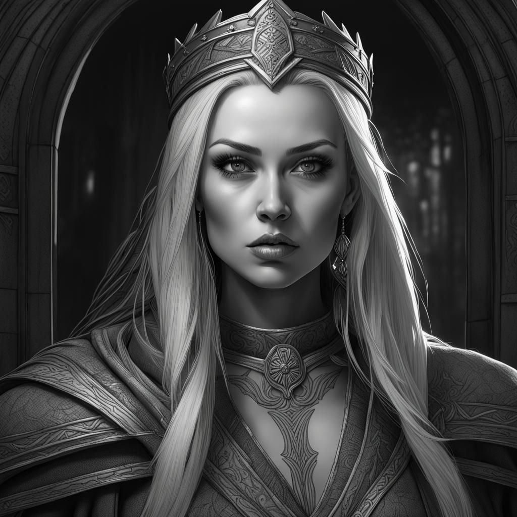 Viking Queen Portrait in Gothic Frame