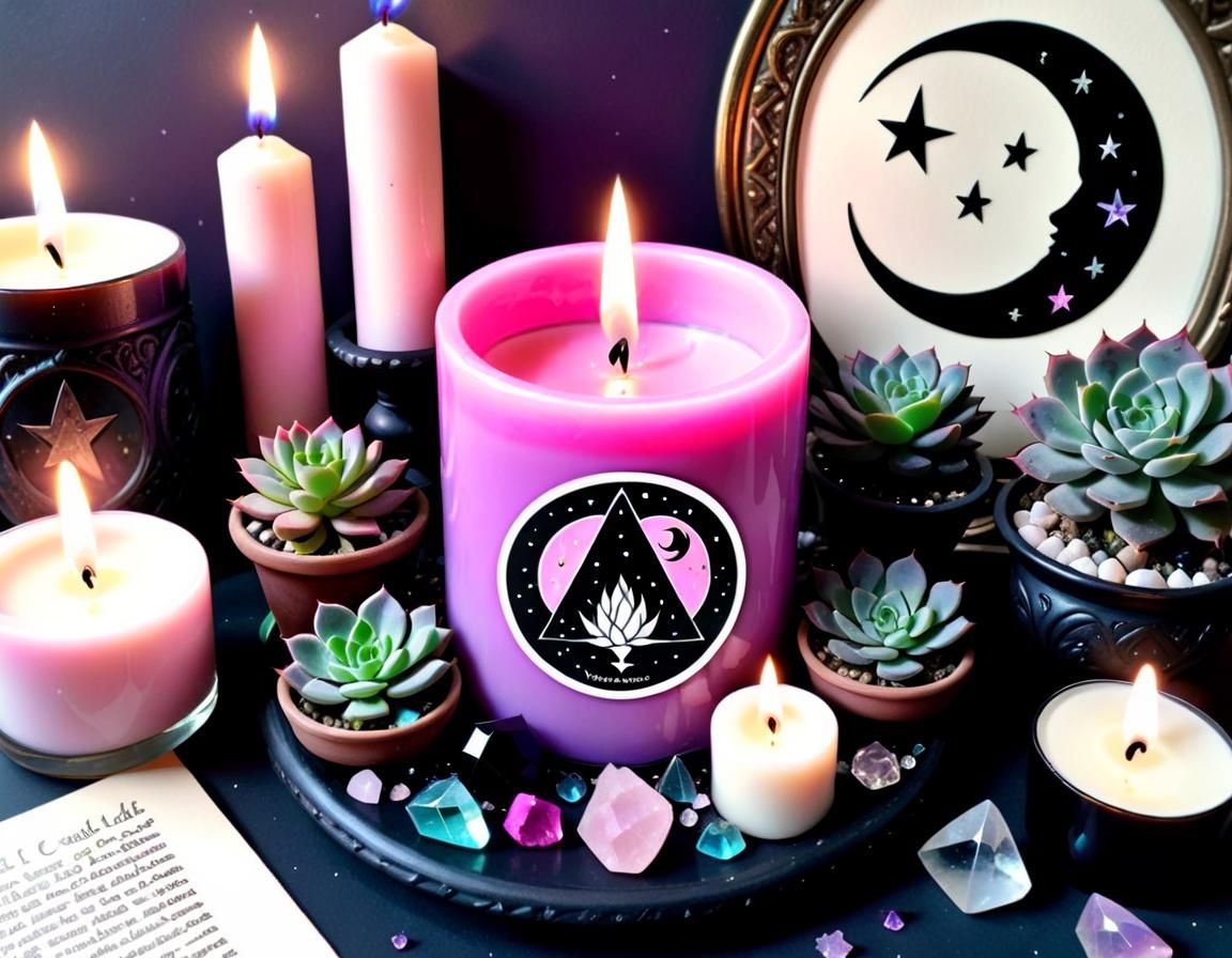 Pastel Goth Goddess Altar with Succulents