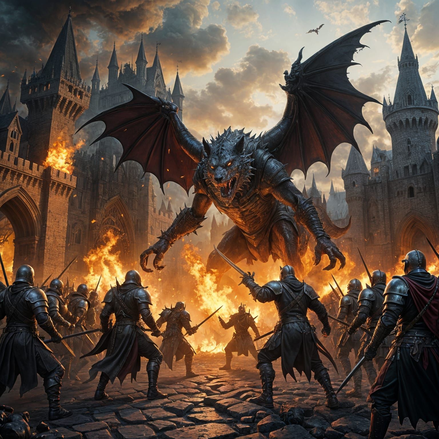 Vampire Knights Clash at Medieval City Gate