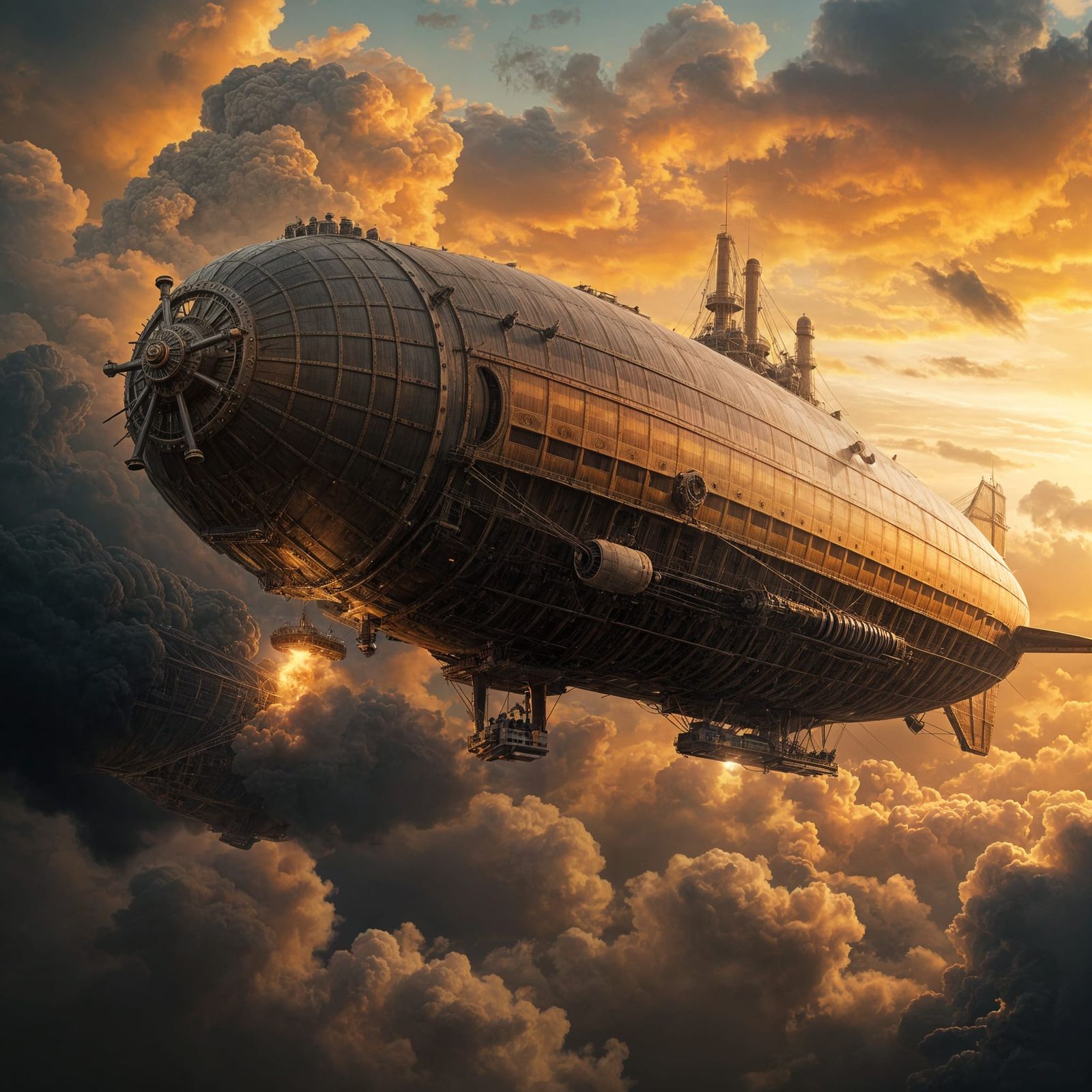 Majestic Steampunk Airship Hindenburg in Turbulent Skies